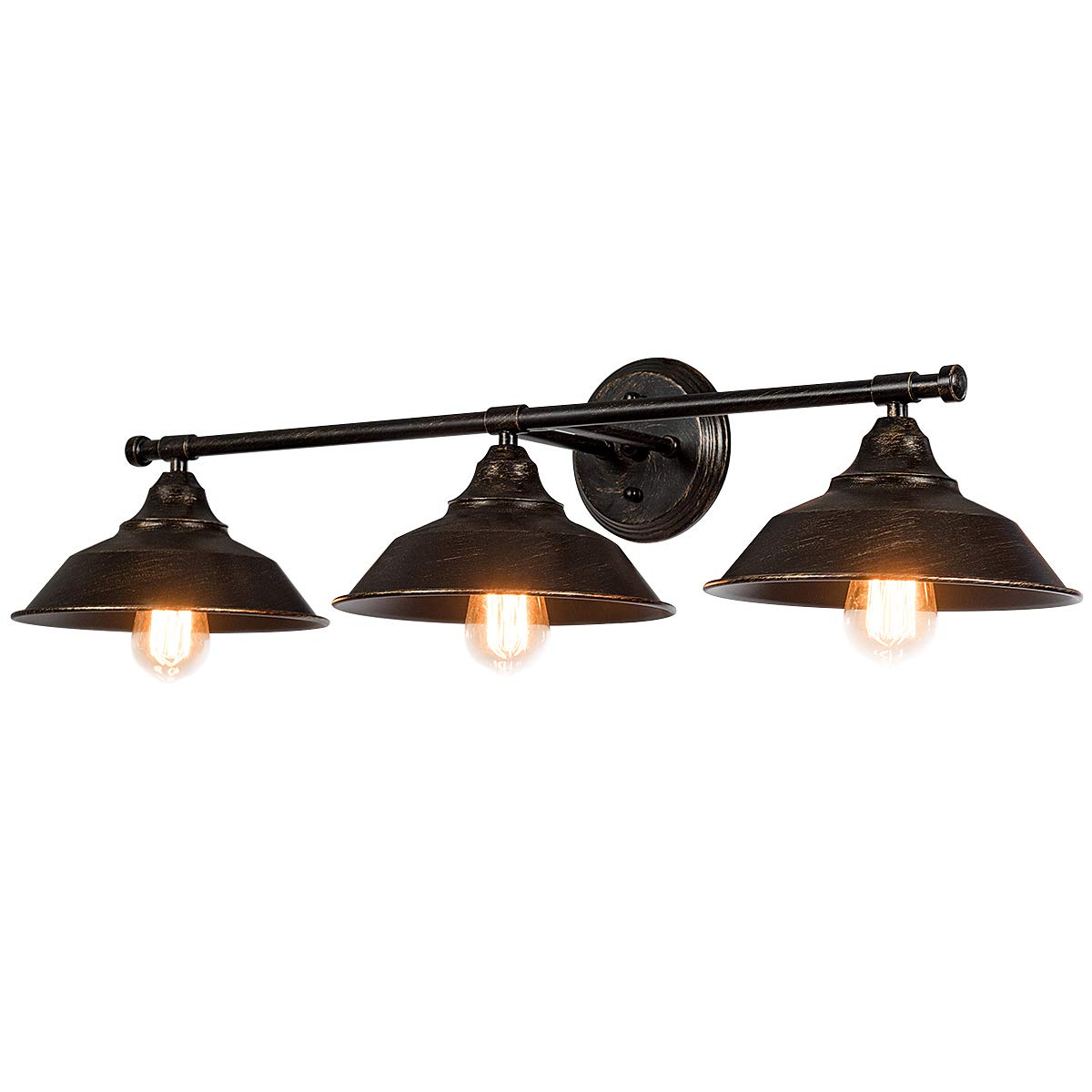 Tangkula Vanity Light, 3 Light Wall Sconce, Industrial Metal Wall Mount Lamp(Black)
